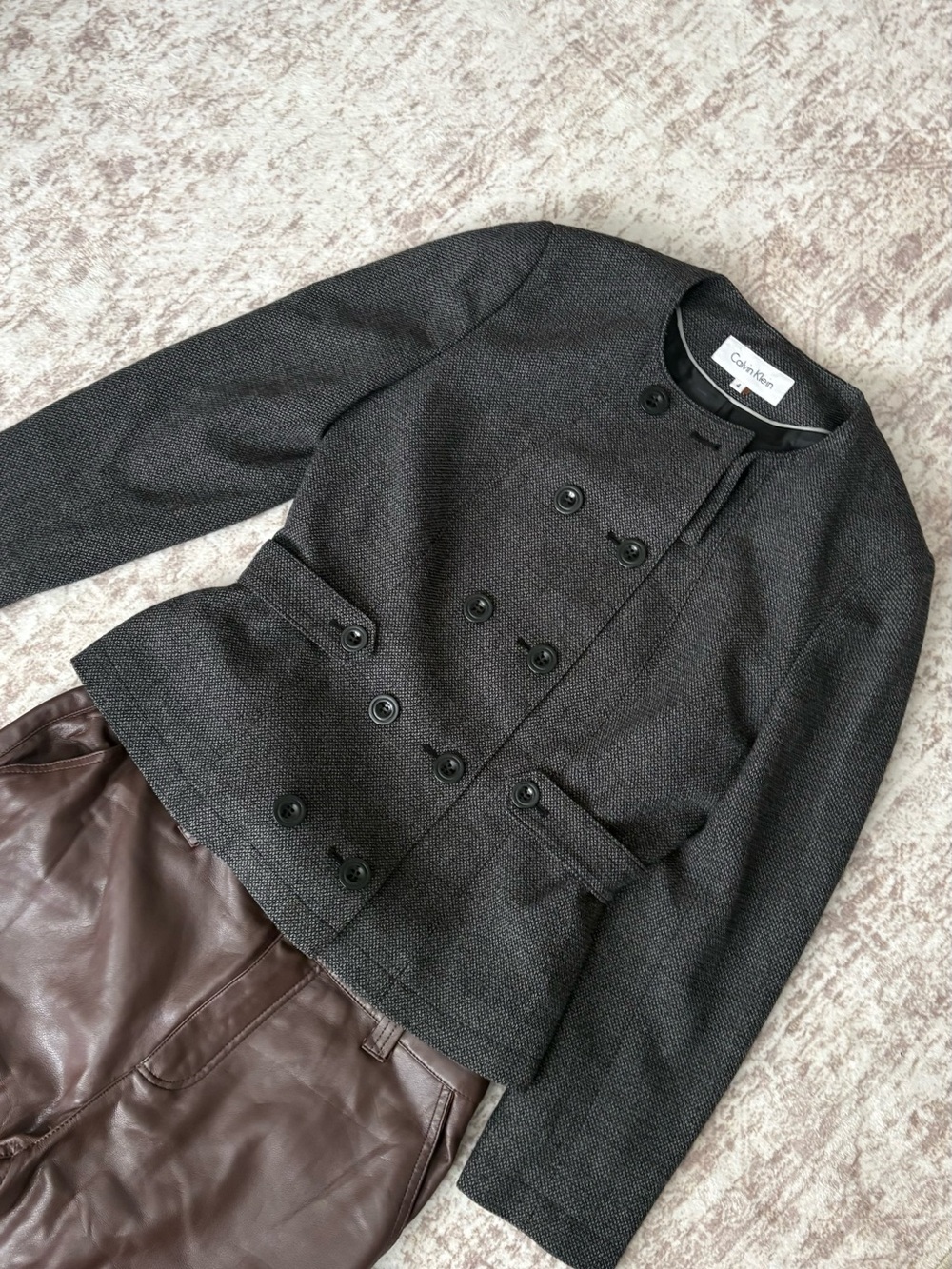Calvin Klein Women's Dark Charcoal Double-Breasted Blazer